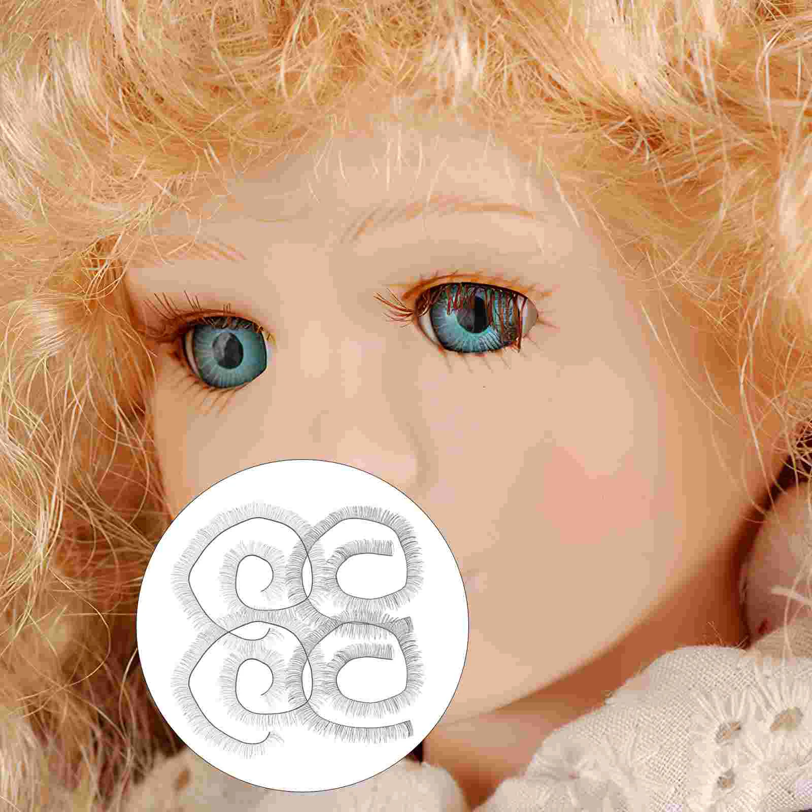 

20Pcs Doll Supplies Width Make Craft Eyelashes Accessories Brown Strip Fake Bear Decorative Eye Realistic Manual Up Diy Strips
