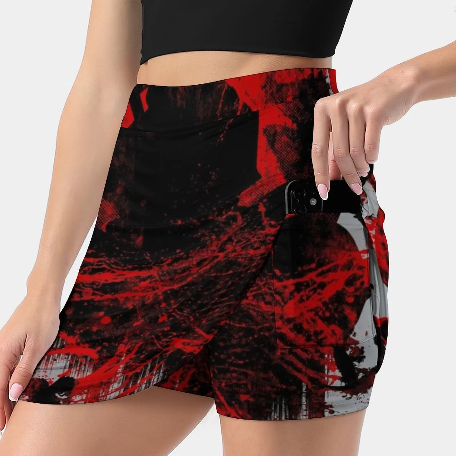 

Clash Korean Fashion Skirt Summer Skirts For Women Light Proof Trouser Skirt Warrior Crow Blood Bloody Graphics