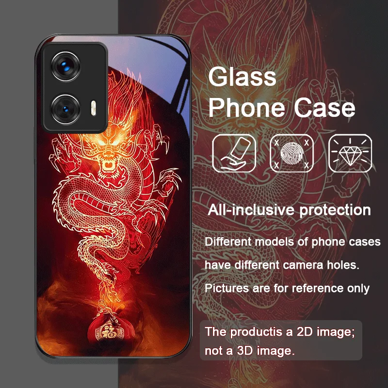 Creative Dragon Pattern Tempered Glass Phone Case - Hard Cover