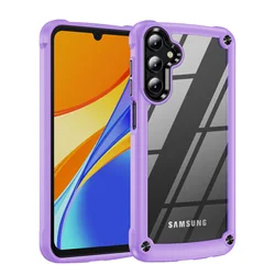 Shockproof Protective Phone Case with Hard PC & TPU Flexible Frame for Galaxy A55 (PURPLE)