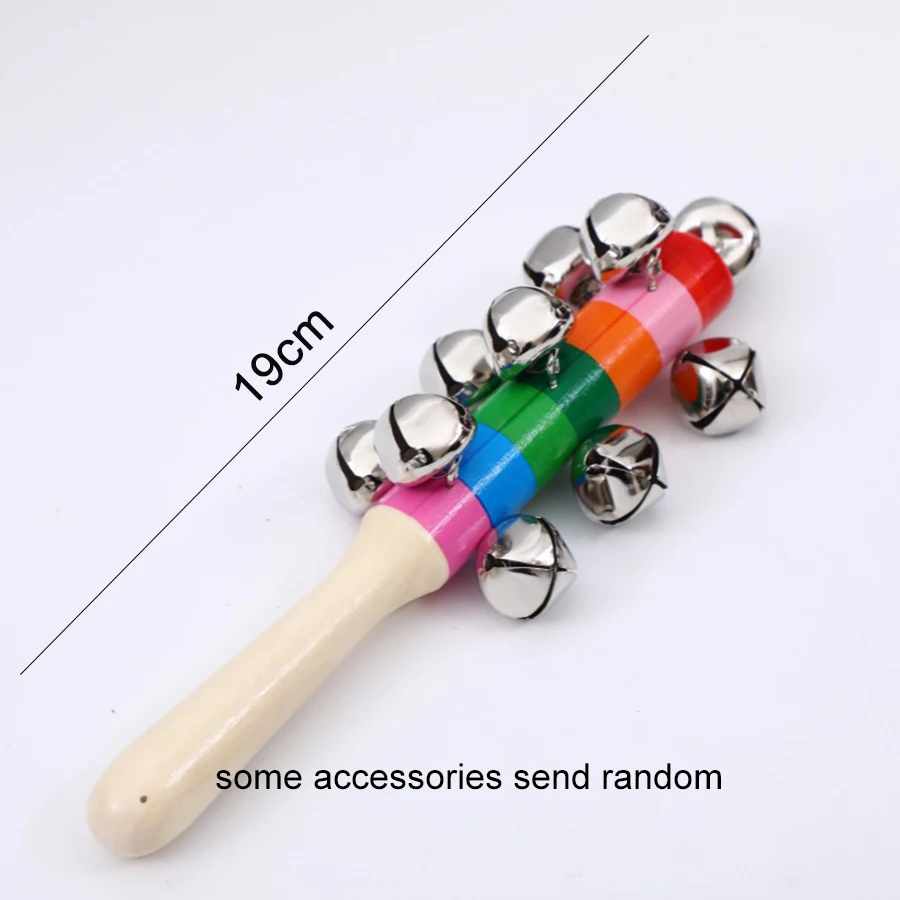 1pcs Colorful Rainbow Hand Held Bell Stick Wooden Discussion Musical Toy for Adult KTV Party Kids Game Gift 5