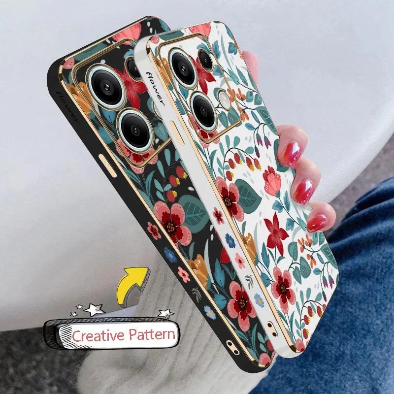 Red Flower Luxury Plating Phone Case