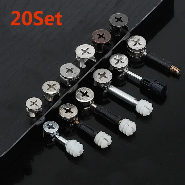 20pcsThickening 3 in1 Furniture Connecting Hardware Set Cam Screw Eccentric Wheel Nut Cam Lock Nut for Wardrobe Splicing Cabinet