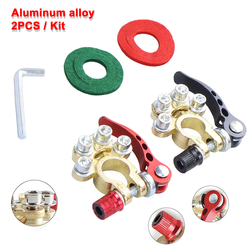 24V 12V Car Battery Terminal Aluminum Alloy Positive and Negative Power Lug Posts Quick Release Battery Top Clip Connectors
