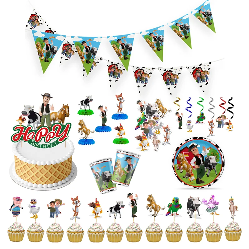 La Granja Birthday Party Decoration Backdrop Zenon Farm Baby Shower Animals Party Supplies Tableware Plate Cup Party Decorations