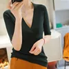 2024 Spring and summer High Quality cashmere Half sleeve Sweater Women Pullover Five-Point Short Sleeve Fashion Knit Female 1