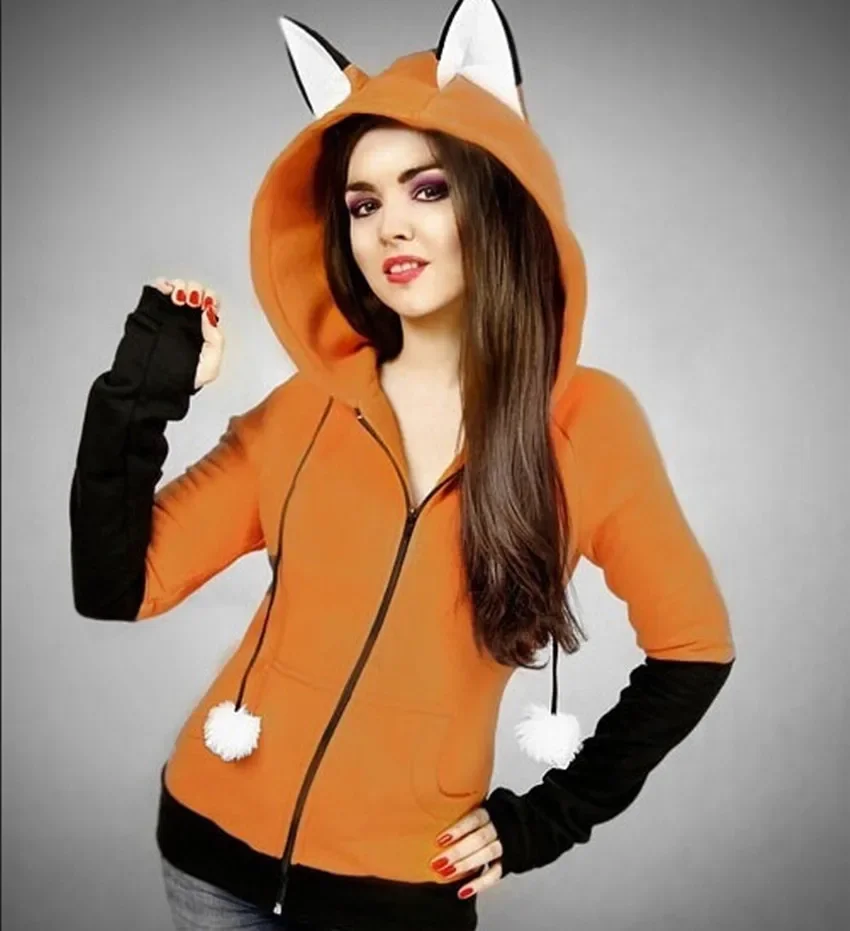 Fox hoodie with ears new arrivals