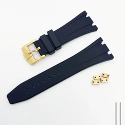 Blue Rubber Silicone Watch Band - Premium Strap Bracelet Accessories, No Logo - 26 or 27mm(Polished) (A - 18)