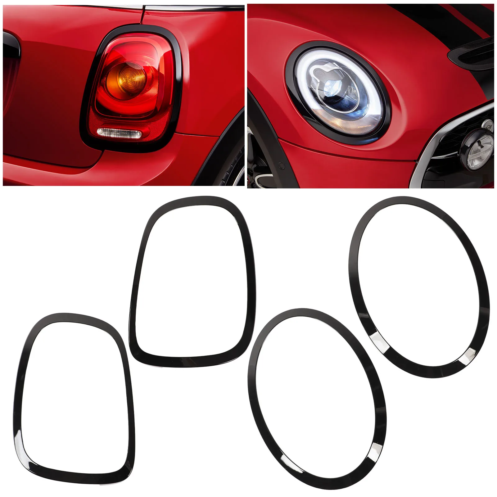 Auto Koplamp Trim Bezel Surround, 4 Stuks Gloss Black Koplamp Achterlicht Surround Cover Versieringen Vervanging voor Mini R56 R57 R58 R59 Cooper S JCW 2007-2015 Auto Koplamp Trim Bezel Surround, 4 Stuks Gloss Black Koplamp Achterlicht Surround Cover Versieringen Vervanging voor Mini R56 R57 R58 R59 Cooper S JCW 2007-2015