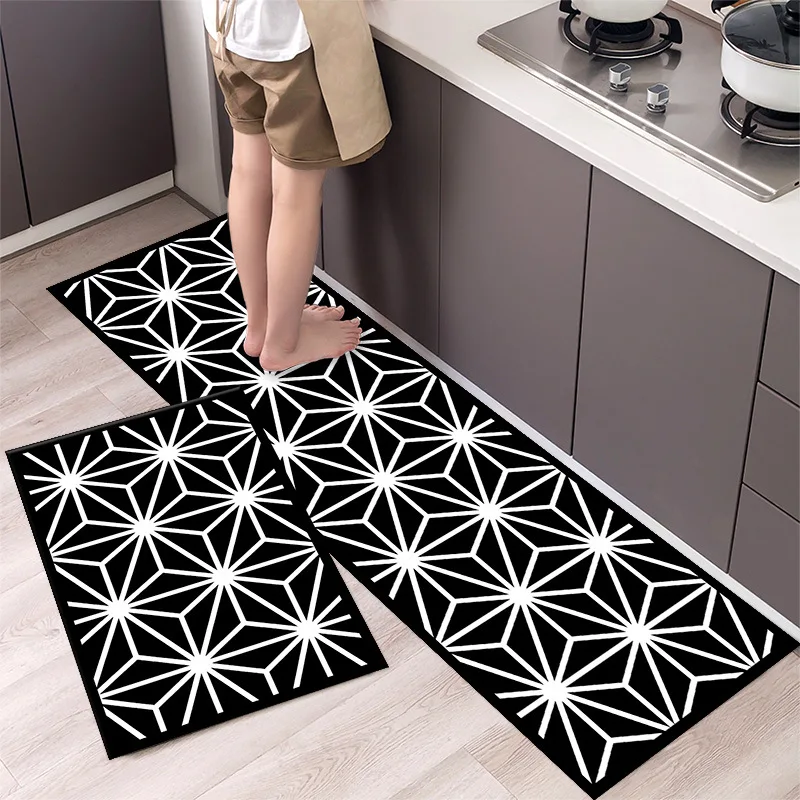 thumbnail image 1 of Alfombra de cocina de poliéster impermeable y resistente al aceite, alfombra de baño antideslizante estampada, alfombra suave para el piso del dormitorio, alfombra para la sala de estar, alfombra de c, 1 of 4