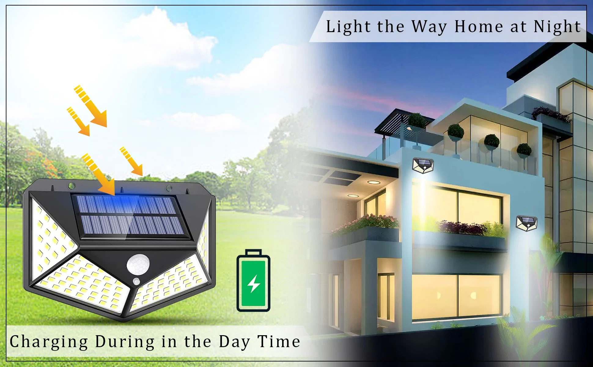 100 LED Solar Motion Sensor Light Outdoor