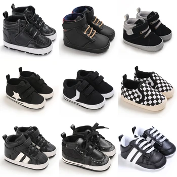 Scarpe casual alla moda nere Neonati e ragazze Antiscivolo Primi camminatori Neonati Bambini Scarpe da culla comode Sneaker per bambini 1