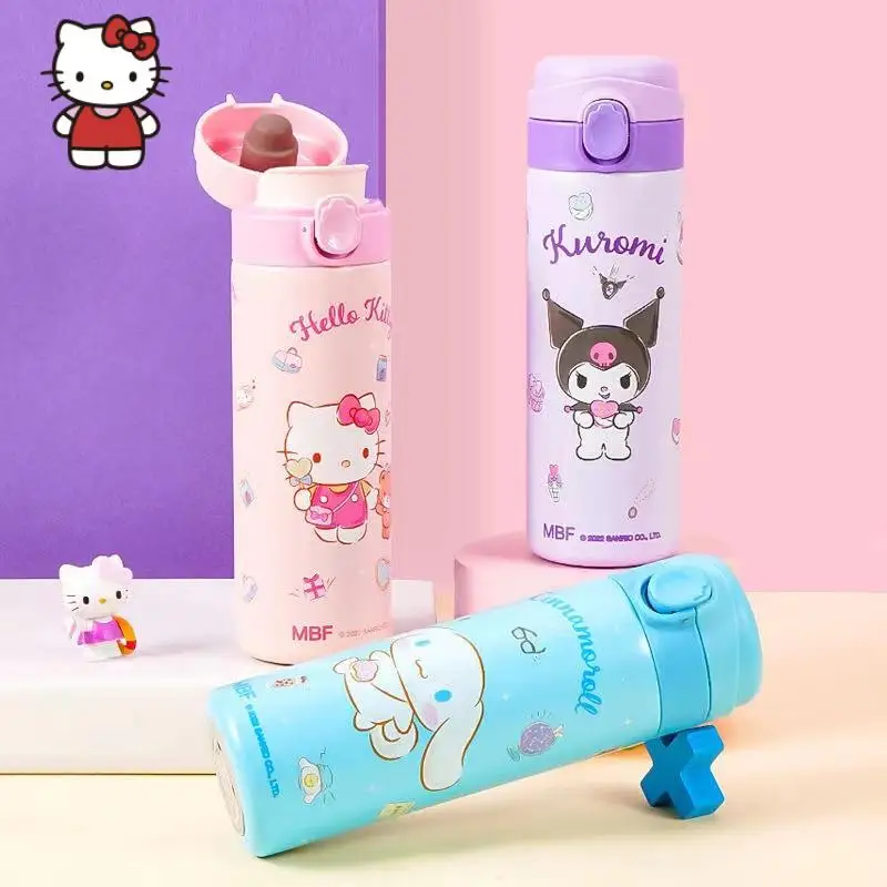 

MINISO аниме Hello Kitty термос чашка Cinnamoroll Kuromi для девочек Высокая внешность простая портативная чашка для воды в стиле Ins Студенческая чашка