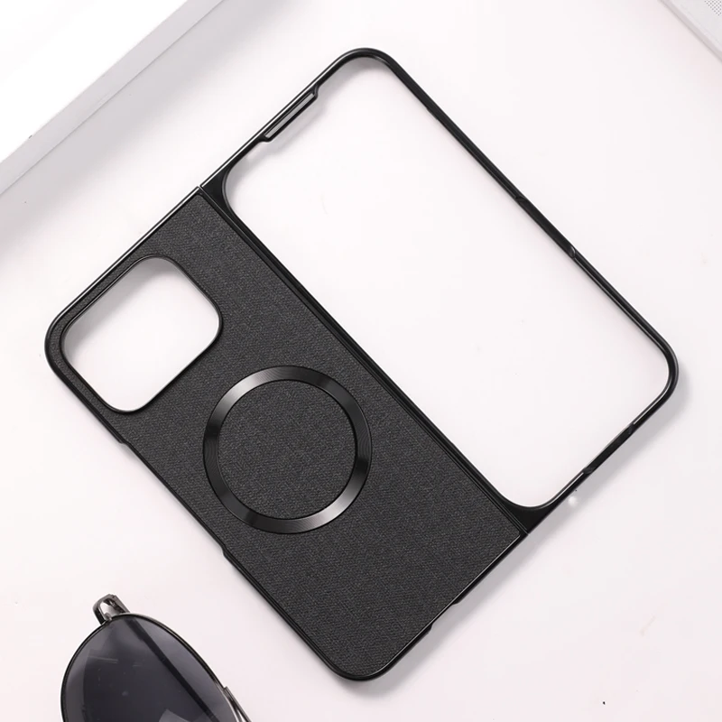 Magnetic Wireless Charging Cloth Texture Phone Case with Hard Plastic Cover