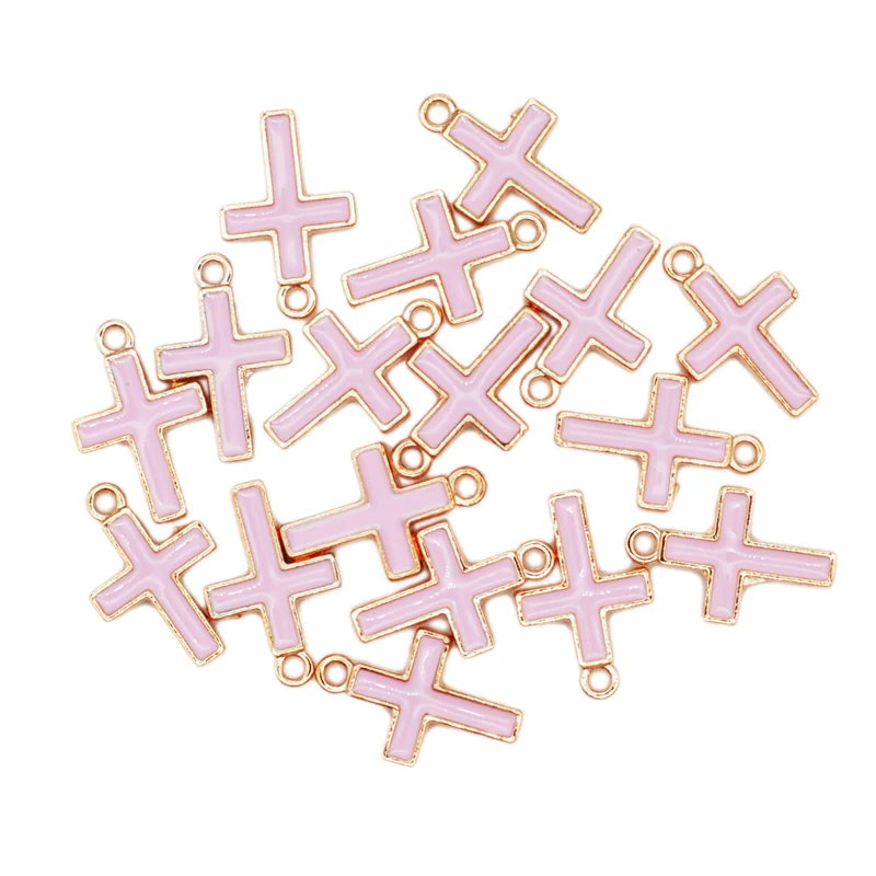 100pcs 4 Color Cute Enamel Cross Charms for Earrings Pendants For Necklaces Bracelets DIY Jewelry Making Accessories