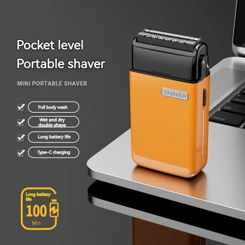 MOTAWISH Mini Electric Shaver Reciprocating Two-Blade Type-C Rechargeable Shaver Full Body Washable Portable Shaver 1