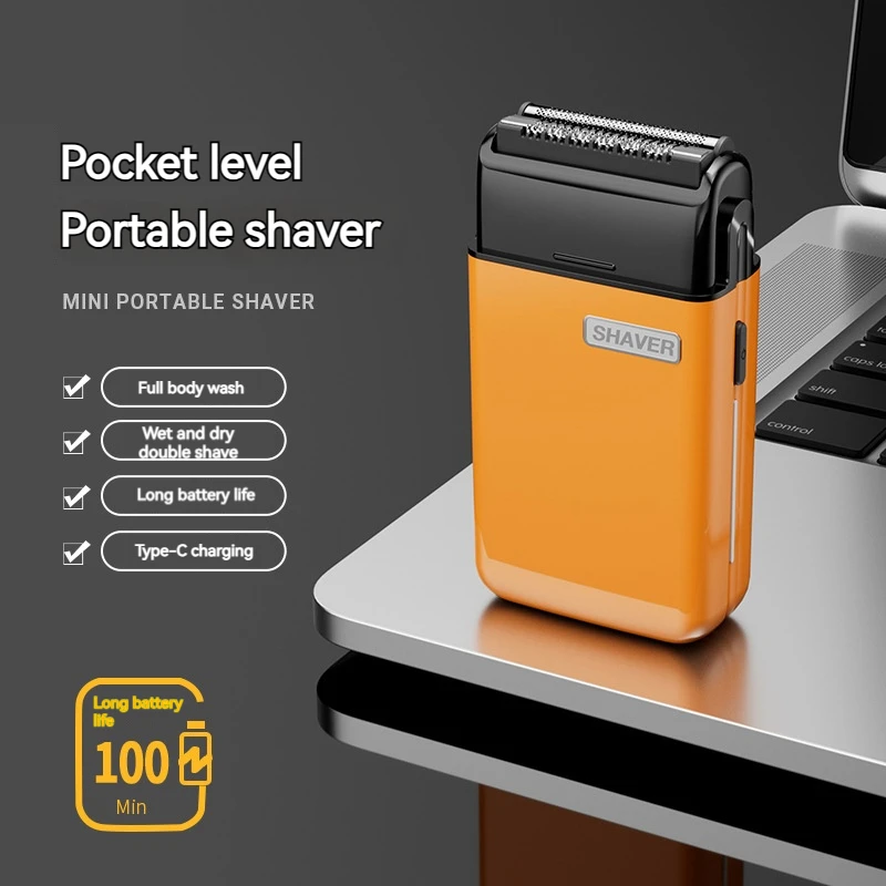 Motawish-mini Barbeador Elétrico Reciprocante Duas Lâminas Tipo-c Recarregável Corpo Inteiro Lavável Portátil