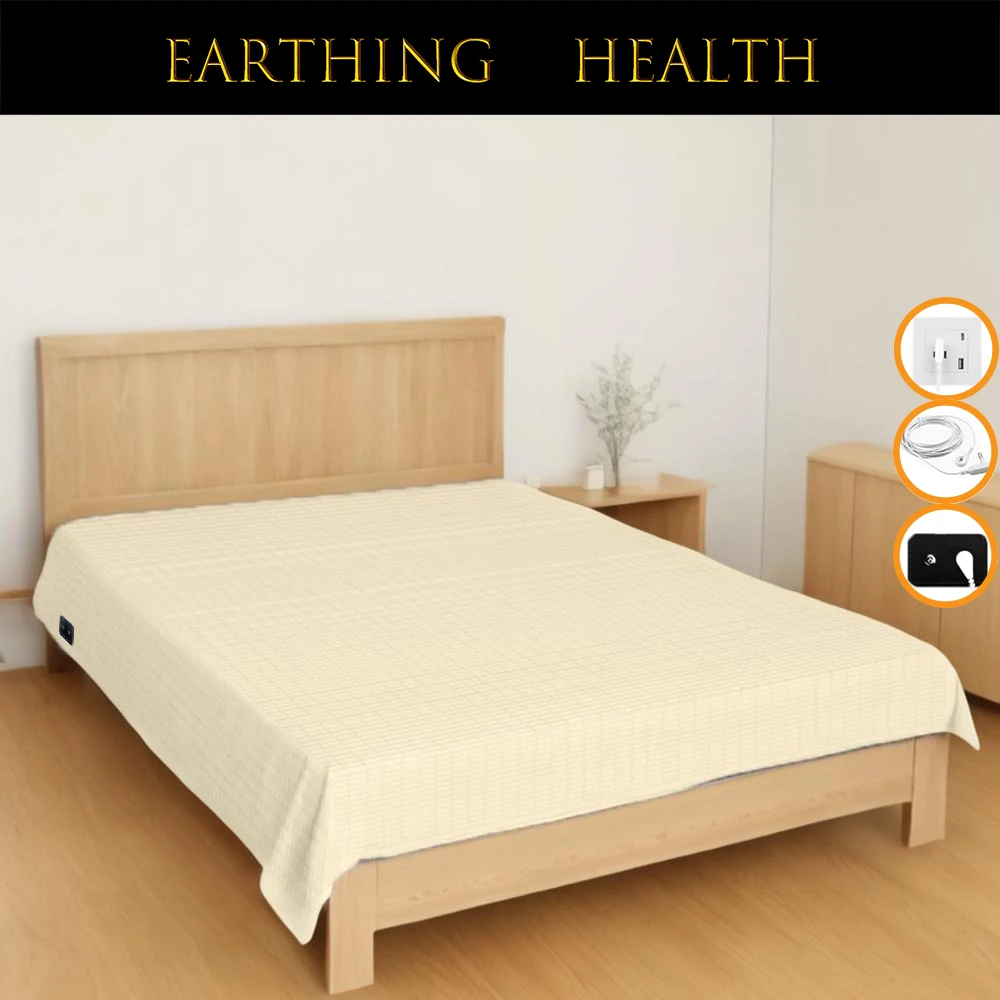 Silver Fiber Bedsheet Conductive Silver Fiber Flat with Earthing Cord Antistatic Health Protection Grounded Improvement Sleep