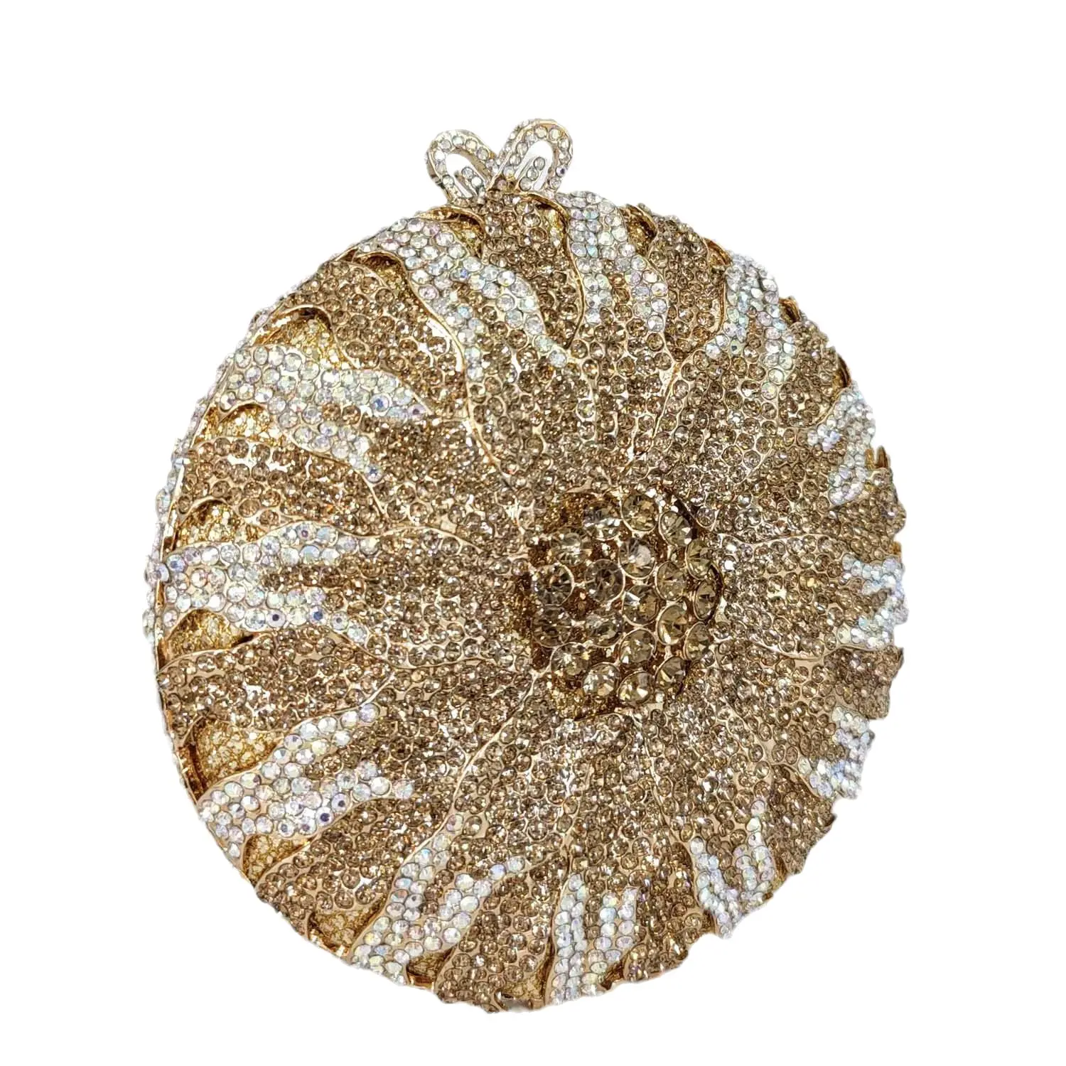 

Women Banquet Handbag Round Gold Rhinestone Crystal Party Purse Ladies Dinner Evening Bag Candy Day Clutch