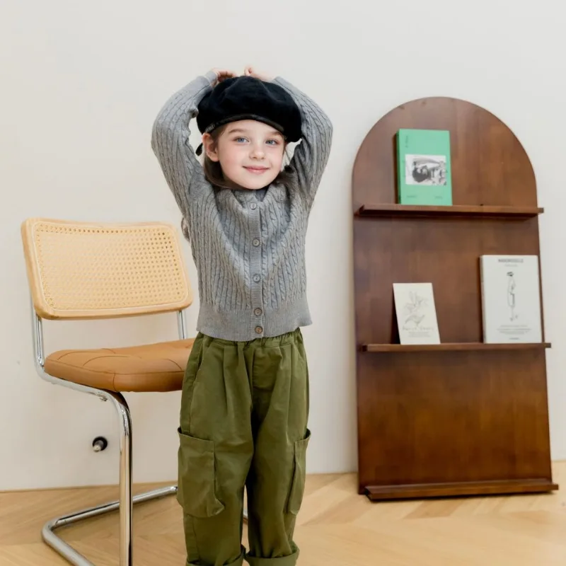 2025 신상 남아 여아 봄 가을 튀김빵 니트 스웨터 가디건  코트 스웨터