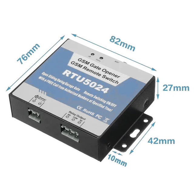 Quad-Band RTU5024 GSM Gate Relay Switch Remote Control Door Opener 3A/240VAC Output Antenna Multiple applications Door Opener 6