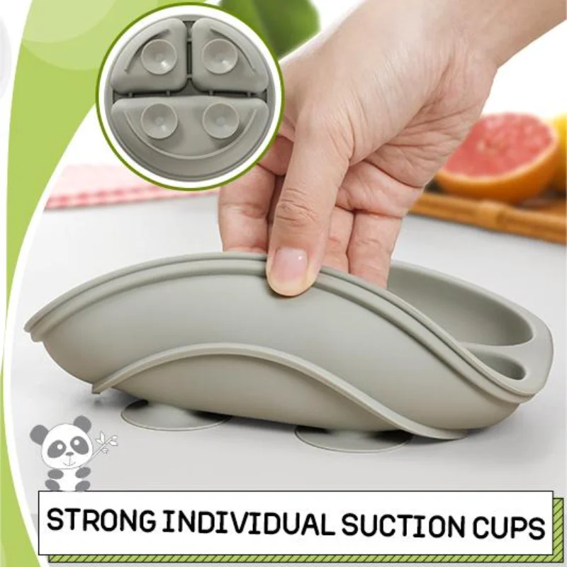 Silicone Baby Tableware Set Plates Spoons Forks Bib Bowls Dish Cup Child Feeding Suction Kids Toddler Eating