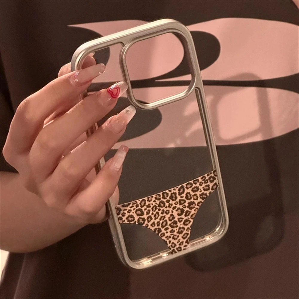 Reownest Compatibile con custodia per iPhone 15 Plus, design estetico retrò, motivo leopardato con ghepardo, morbida cover protettiva antiurto in morbido poliuretano termoplastico glitterato lucido