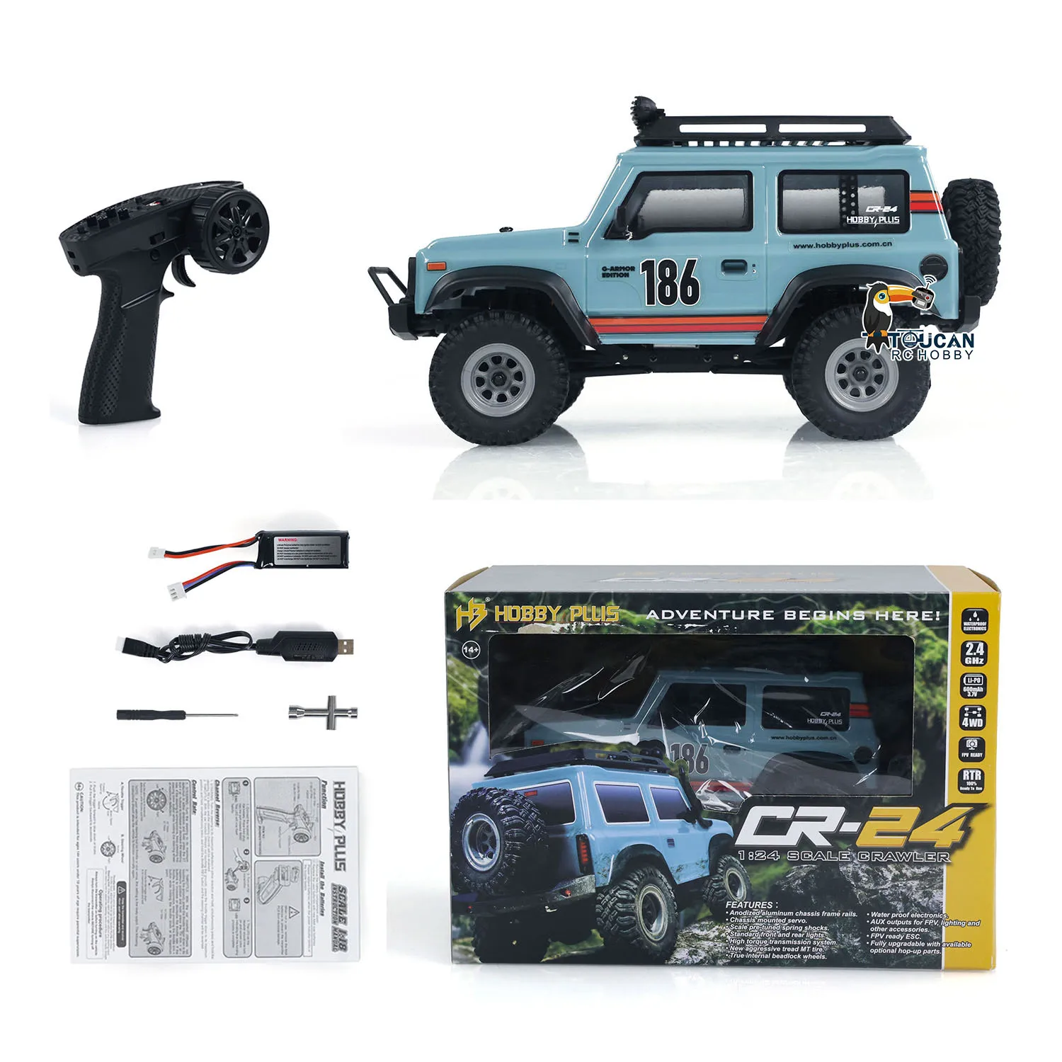 In Stock Hobby Plus Mini 4x4 1:24 RC Crawler Rock Car 4WD RTR Radio Control Off-road Vehicles Assembled Remote Control Toy 5