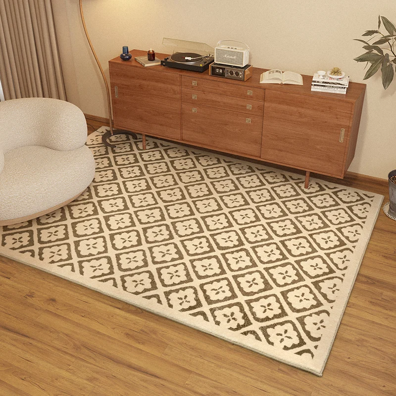 French Retro Carpets for Living Room Nordic Minimalist Rugs for Bedroom Ins Art Cloakroom Rug Large Area Balcony Porch Door Mat