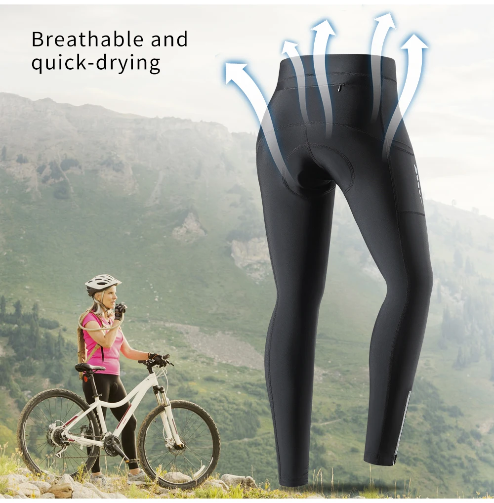 WOSAWE Womens Mtb Bicycle Pant Sports Riding Trousers Cycling Pants Gel Pad  Shockproof Road Bike Tights Leg Zipper Reflective