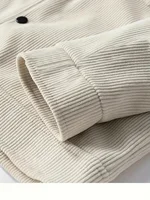 Veste en velours côtelé pour hommes, mode décontractée, couleur unie, haut polyvalent, vêtements d'extérieur pour toutes les occasions 4