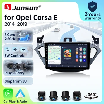 Radio para Auto Junsun de 8 Núcleos con 4G WiFi para Opel Corsa E 2014 2015 2016 2017-2019, Pantalla IPS, CarPlay, Android Auto, GPS, Navegador, Estéreo, SWC, BT, FM, AM, RDS, DSP, 2Din, Mirror Link, Reproductor Multimedia, Chat por Voz con IA, Cámara 360 Opcional, Actualización OTA, Unidad Principal 1