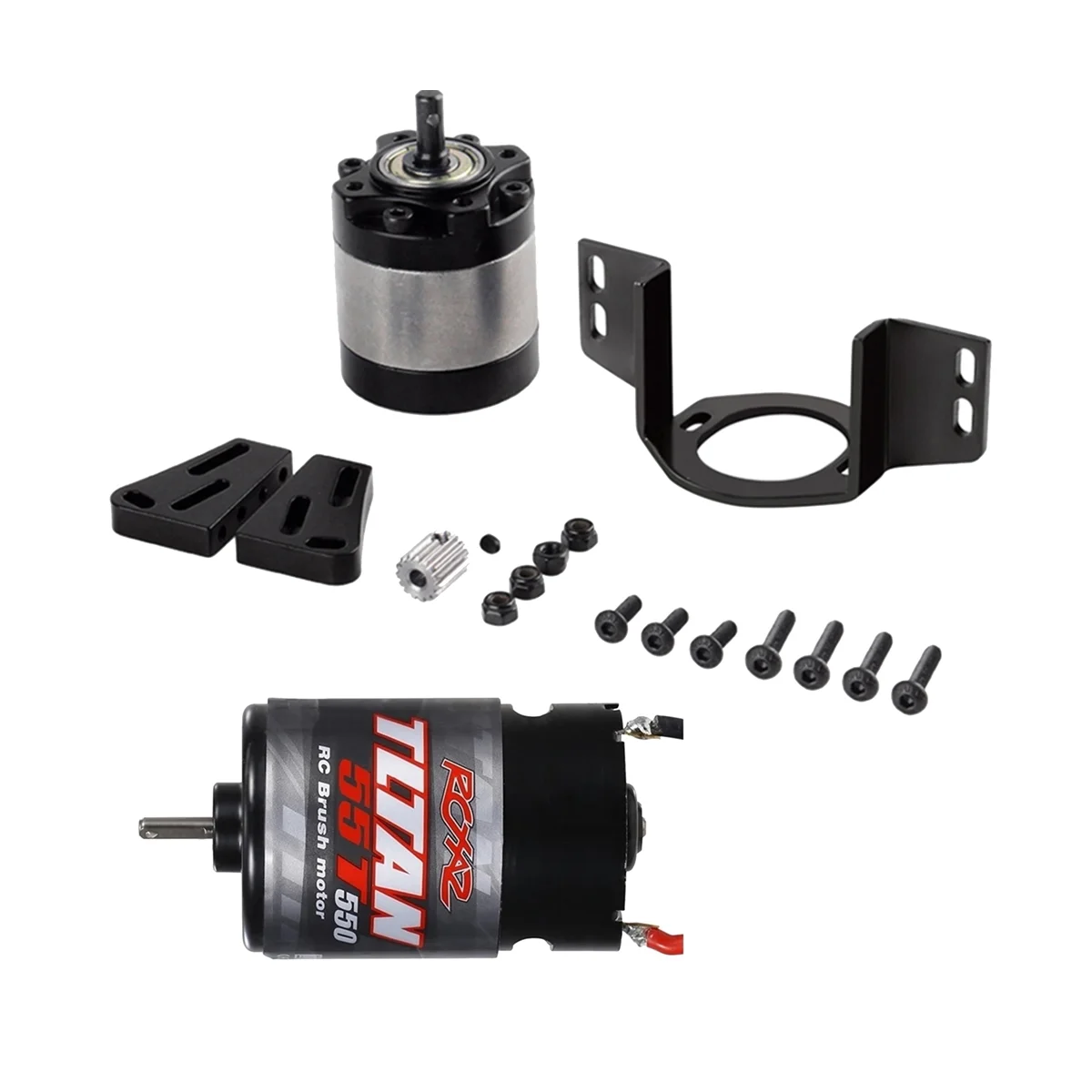 

550 Brushed Motor Waterproof 55T with 1: 5 Reduction Gearbox for 1/14 Trailer 1/10 RC Car Crawler Axial SCX10 TRX4