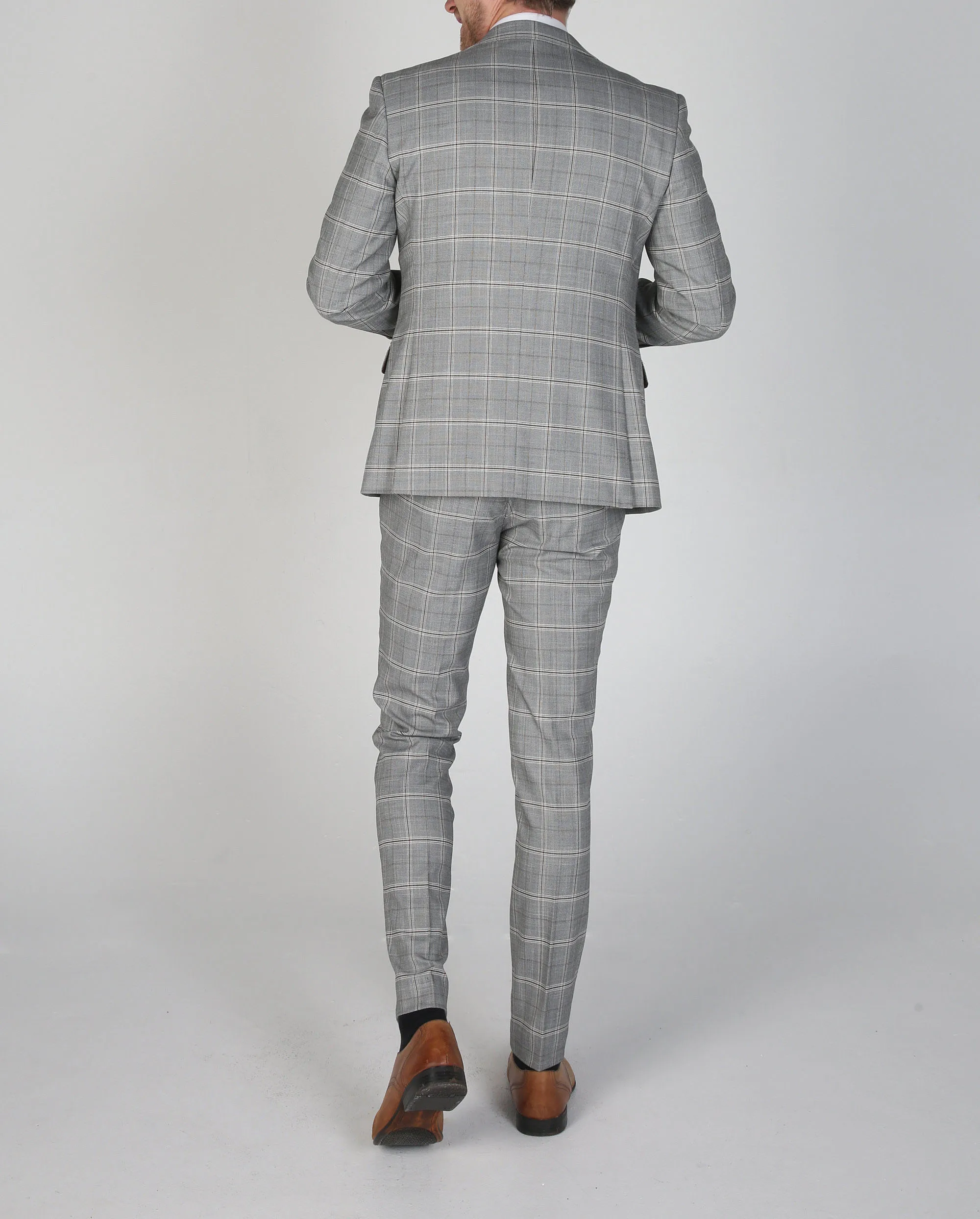 New Men's Suit 3 Pieces Blazer Pants Buckle Work Wool Wear Checkered Wedding Prom Costume Size Color Made