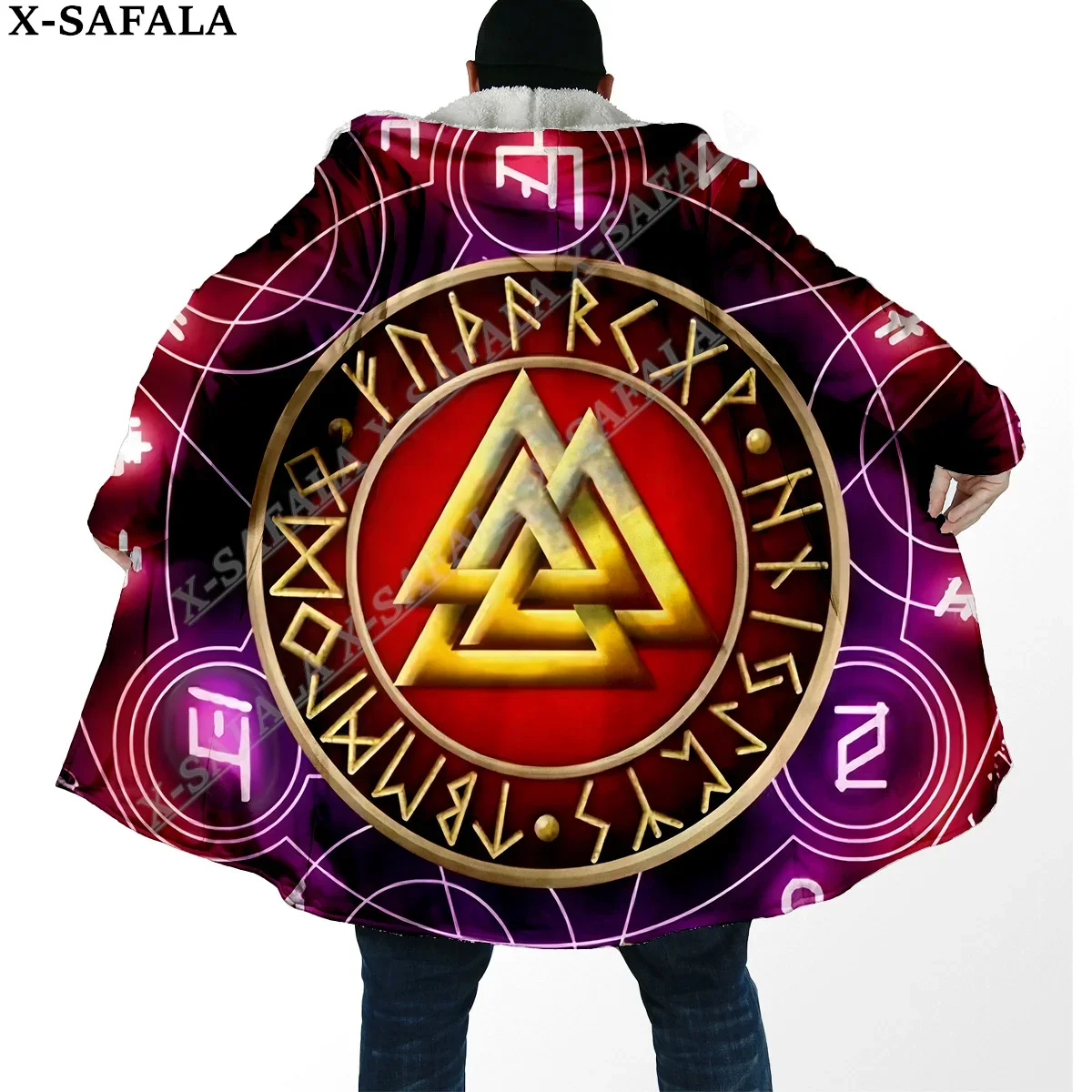 

Tattoo Symbol Viking Armor 3D Print Dream Cloak Thick Warm Hooded Men Overcoat Coat Windproof Fleece Cape Robe Blanket-7