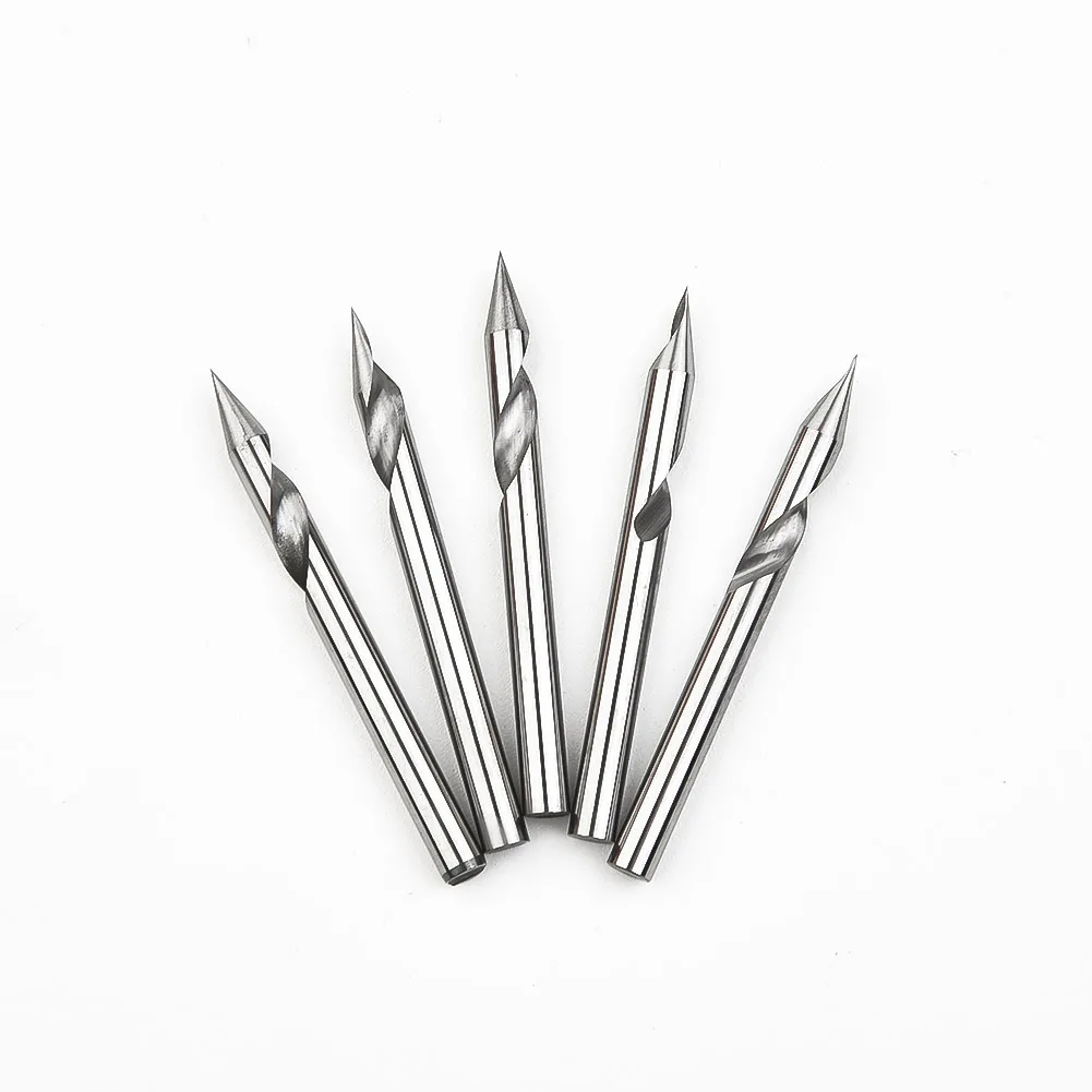 5pcs30DegVGrooveEngravingToolFlatBottomCNCSpiralRouterBits
