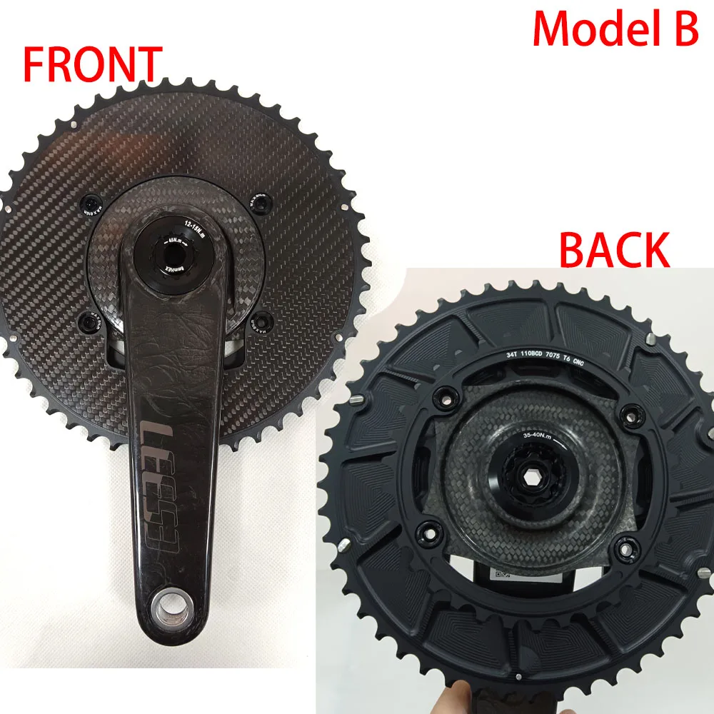 LEESE LSE-PRO Carbon Fiber Double Chainring Crankset 50-34t 52-36t