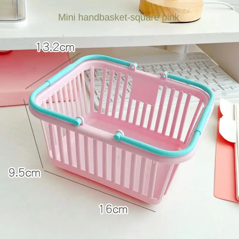 1-4pcs Plastic Small Basket With Handle Box Sundries Storage Box Portable  Shopping Basket Desk Makeup Organizers Storage Basket - Storage Baskets -  AliExpress