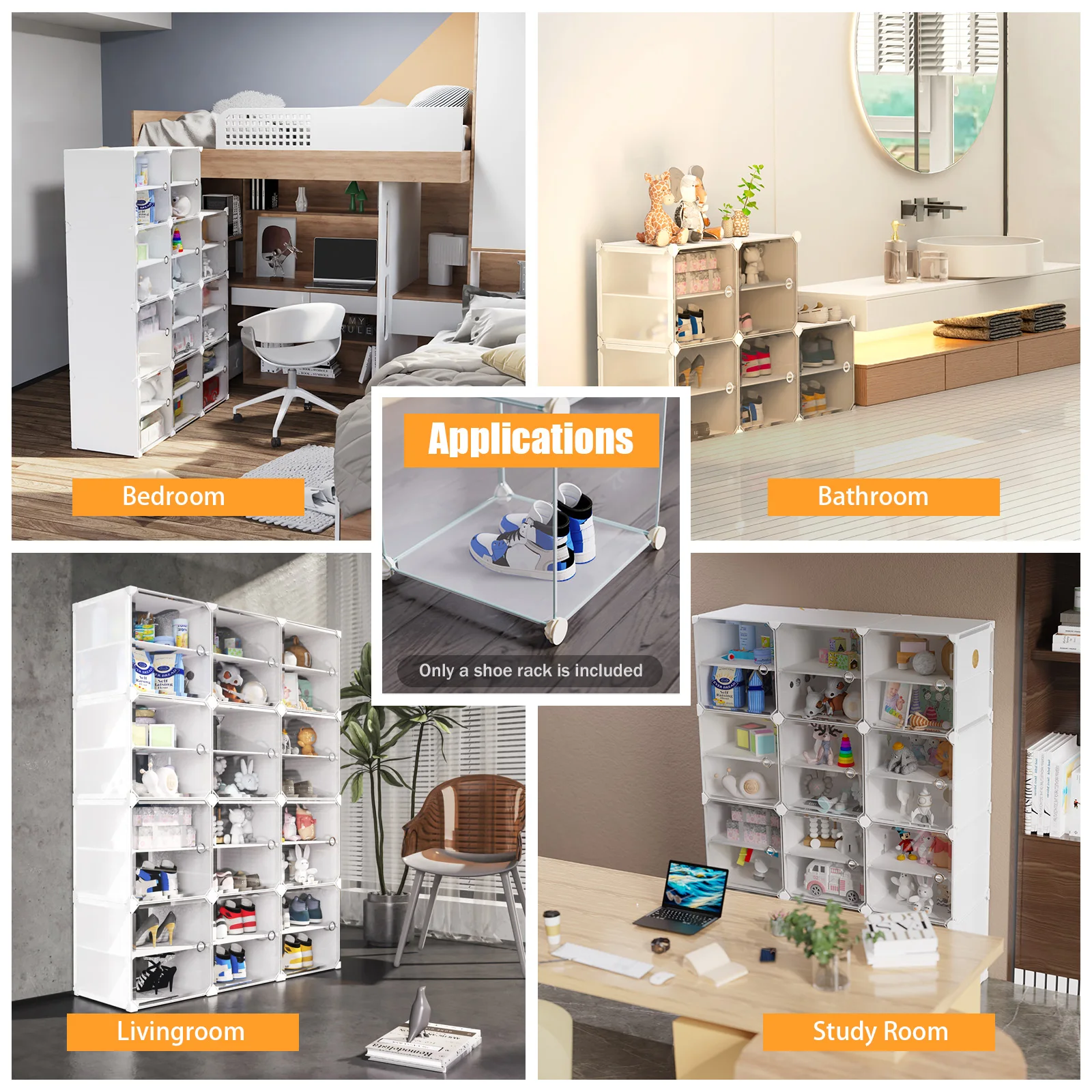 Modular Plastic Shoe Storage Cabinet Boxes 48 Cubes 96 Pairs 12 Tiers Shoe Rack Shelf Tower Stand Storage Organizer