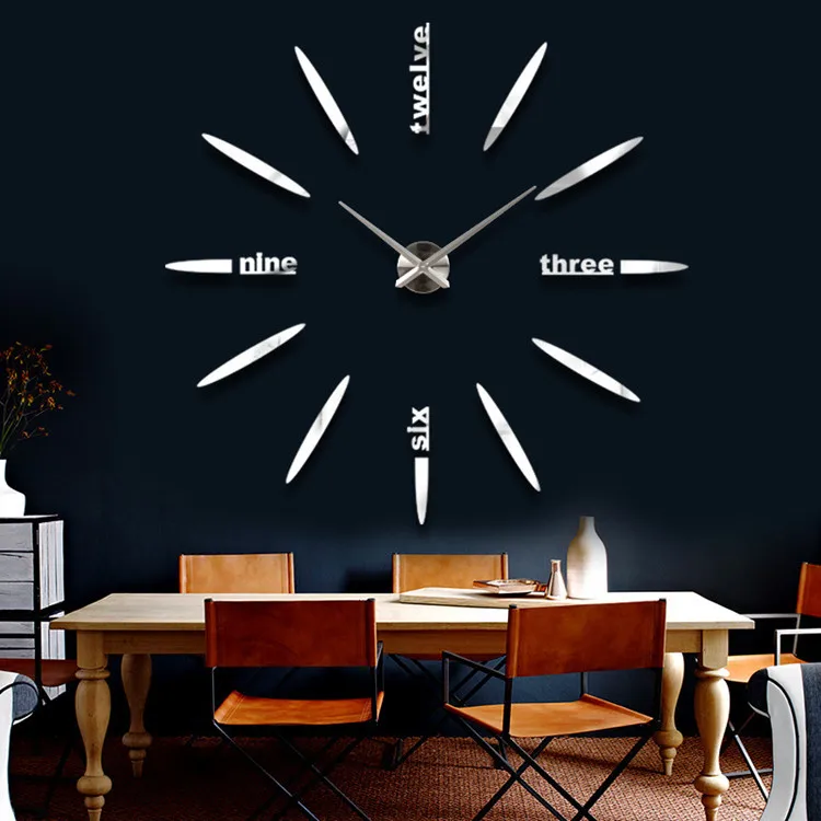 3DWallClockLuminousFramelessWallClocksWallStickersSilentClock