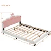 Full Size Upholstered Princess Bed with Crown Headboard, Full Size Platform Bed with Headboard and Footboard Suitable for girls 3