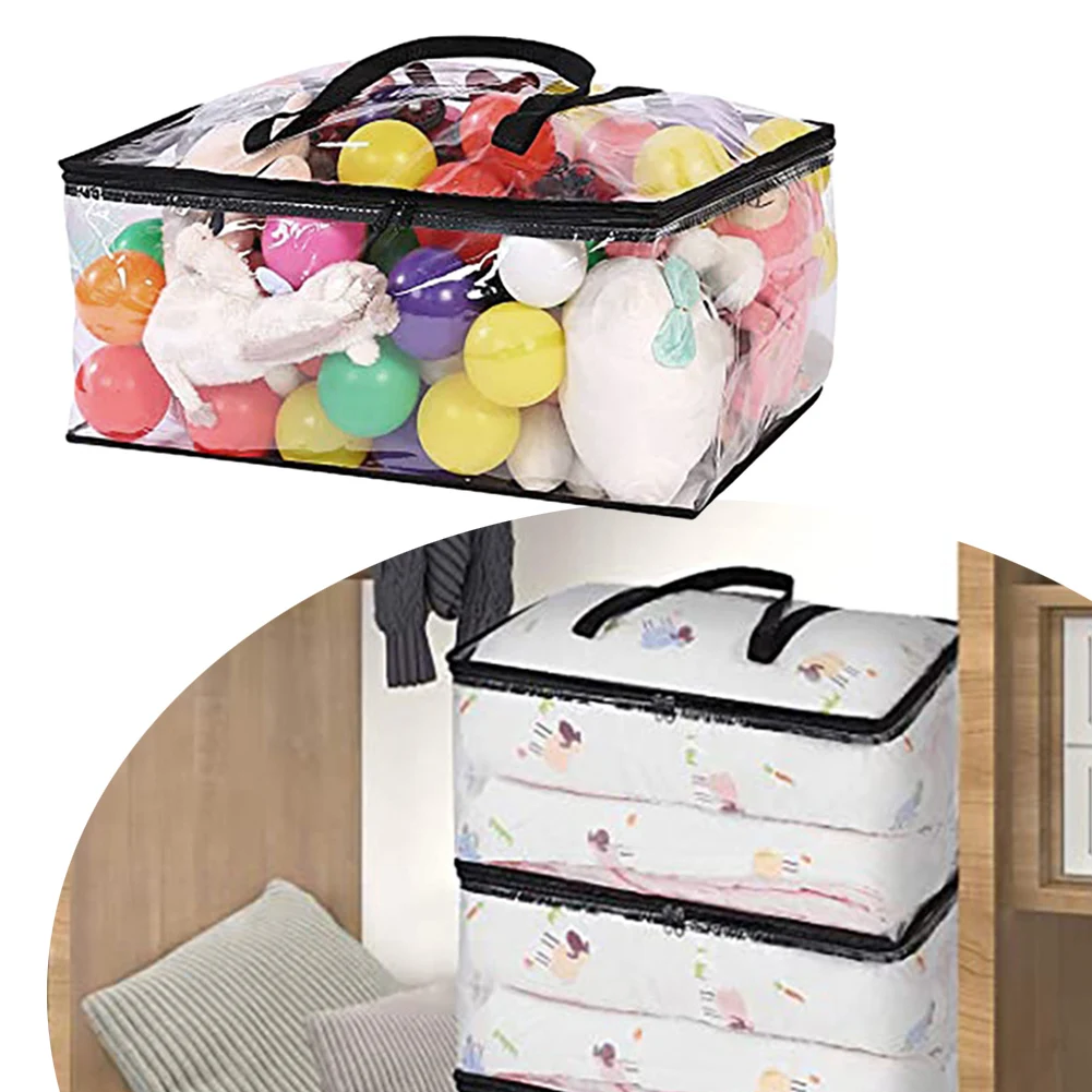 

Carrying Handle Clear Vinyl Plastic Zippered Blanket Storage Bags 55L 60x40x25cm Home Supplies For Organizing And Storing