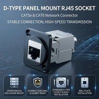 D-Type Panel Mount RJ45 Socket, CAT5e CAT6 Ethernet Network Connector for Wall Plate, Server Rack and Enclosure 1