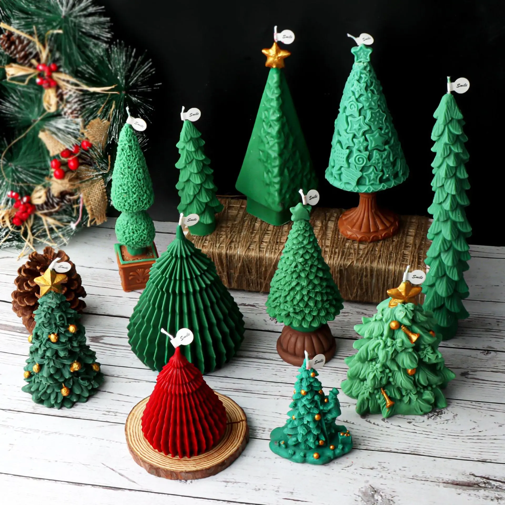 10-25cm 3D DIY vánoce strom svíčka silikon plíseň vánoce dar vánoce strom pryskyřice sádrovec silikon plíseň vánoce ozdoba