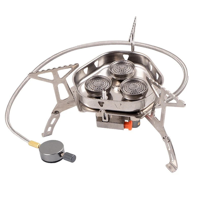 

Three-core Strong Firepower Burner Camping Gas Stove Windproof Tourist Burner Portable Outdoor Hiking Picnic Barbecue Gas Cooker