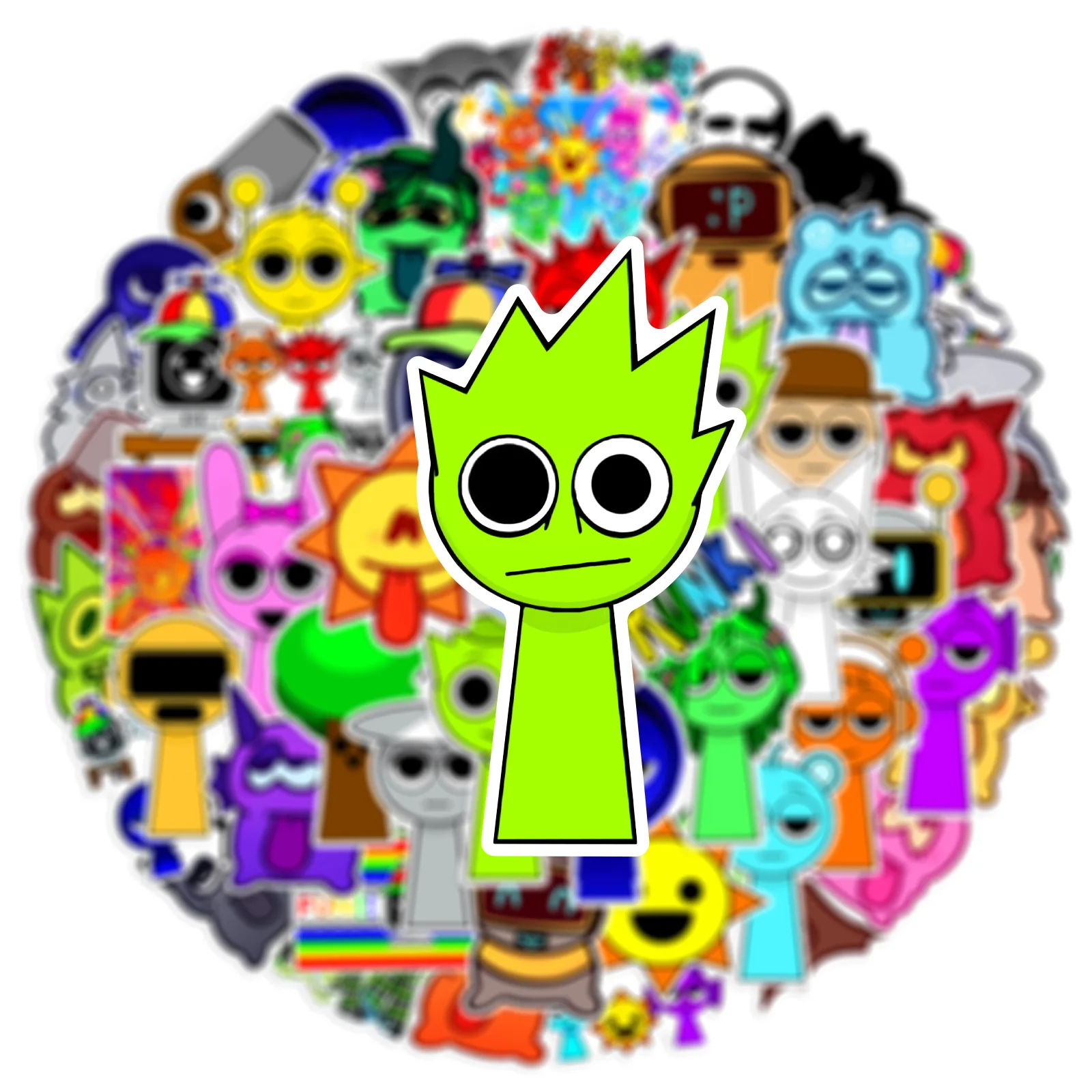 Cute Sprunki Stickers 52Pcs cartoon decoration stickers Sprunki Incredibox DIY Stickers Scrapbooking Phone Luggage Skateboard Waterproof Decals