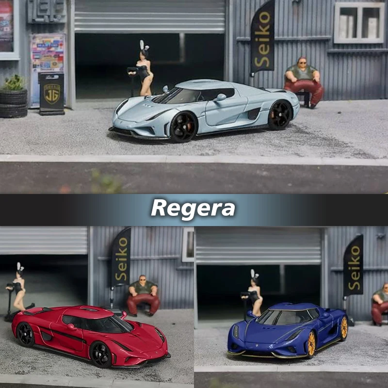

PreSale JG 1:64 Regera Glacier Blue Super Diecast Diorama Car Model Collection Miniature Carros Toy