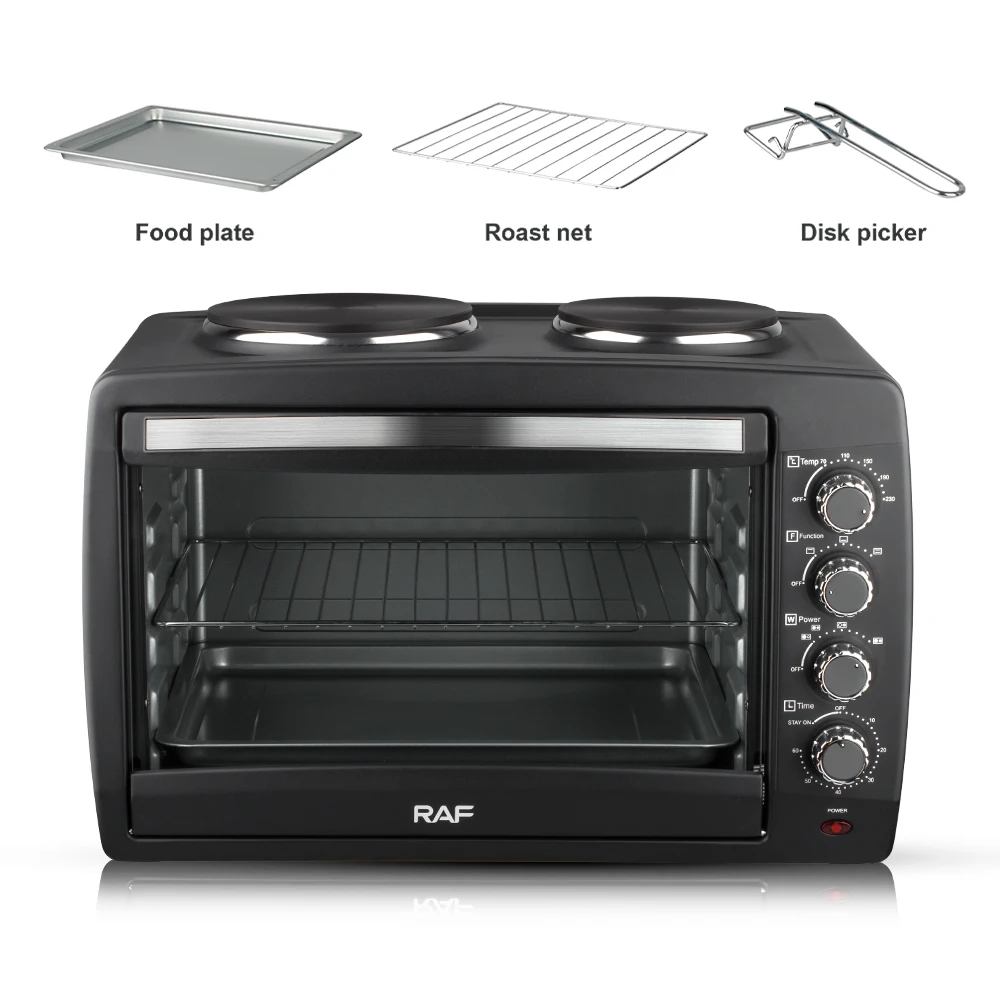 55L 2 in 1 Hot Plate Kitchen Portable Small Oven for Baking Electric Microwave Oven with Visual Glass Door 4