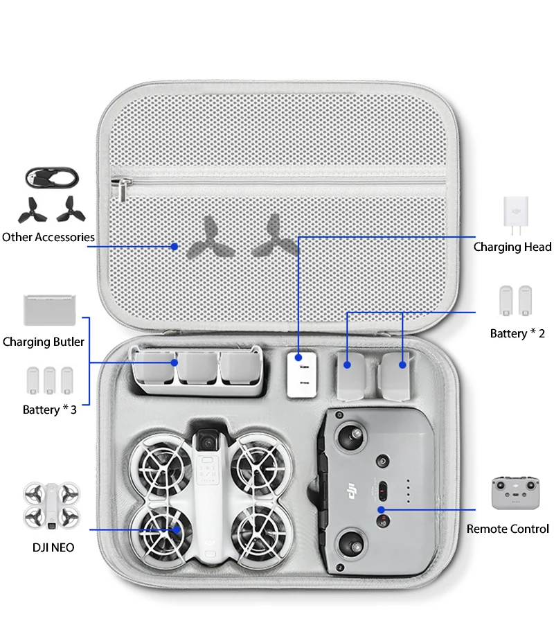 Drone Storage Bag For DJI NEO Case Large Capacity Portable PU Leather Storage Bag for DJI NEO Drone RC-N3 Controller Accessory Case