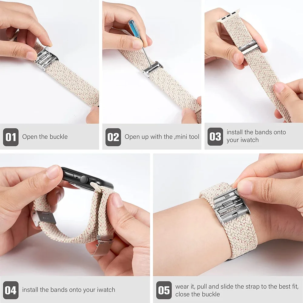 애플 워치 밴드용 브레이드 솔로 루프, 한국 팔찌, iWatch 시리즈 8, 9, 7, 3, 5, se, 6, 4 울트라 스트랩, 45mm, 44mm, 49mm, 40mm, 41mm, 42mm
